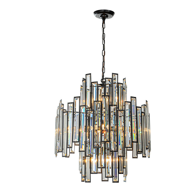 10/12-light Modern And Contemporary Luxury Black Metal With Clear Crystal Chandelier For Dining Room, Living Room, Foyer, Entryway