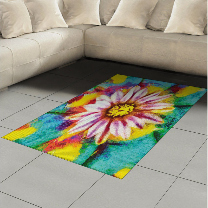 Flower High Density Long Fiber Poly Threads Decorative Area Rug Carpet, Rectangle 2'7" x 5'