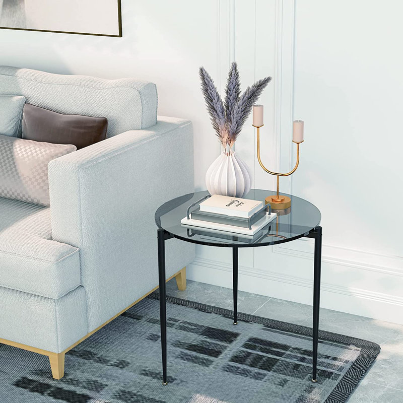 Jaiquez Glass Top End Table, Grey