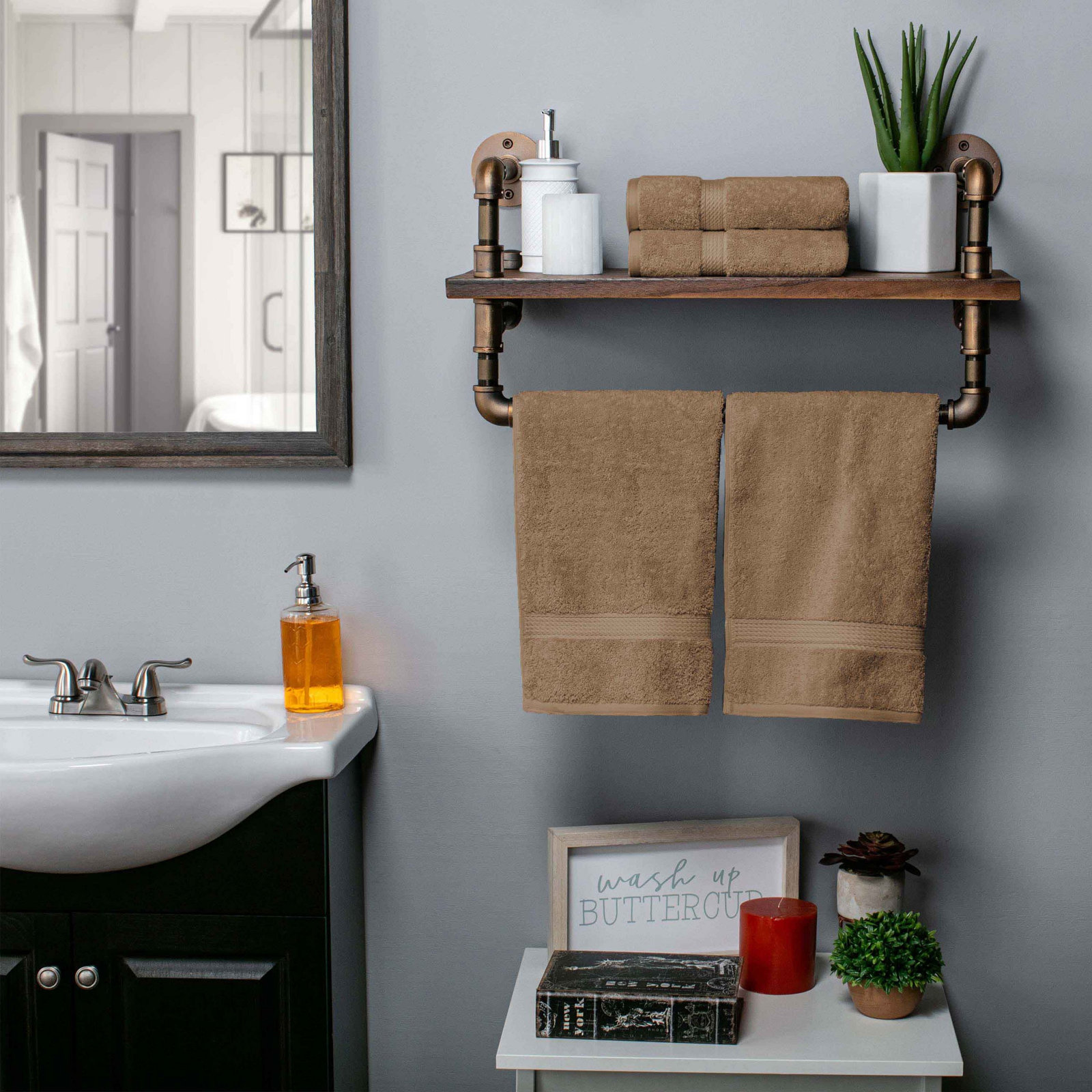 Egyptian Cotton Hand Towels, Latte