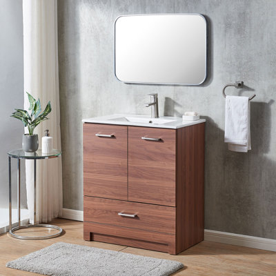 30'' Princeton Walnut Country Free-standing Single Bathroom Vanity Set -  Ebern Designs, 0CD713B9FAF542E48FB1DB48CE1D8BFA