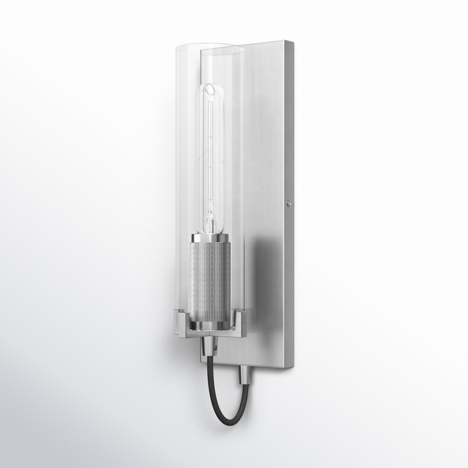 Cala Single Light Glass Dimmable Armed Sconce, Brushed Nickel