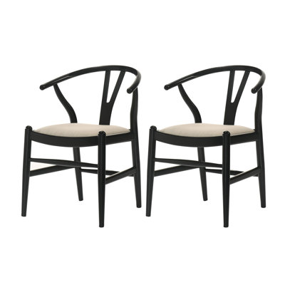 Camerota Black and Beige Upholstered Side Chair (Set of 2)