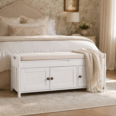 Banc de rangement rembourré avec armoire