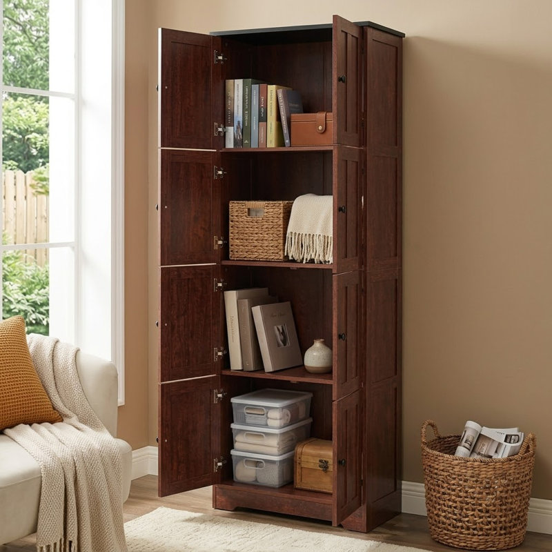 Armoire de rangement simple en bois manufacturé Denoncourt (H 72,41 po x l 24,01 po x P 12,81 po), Brun