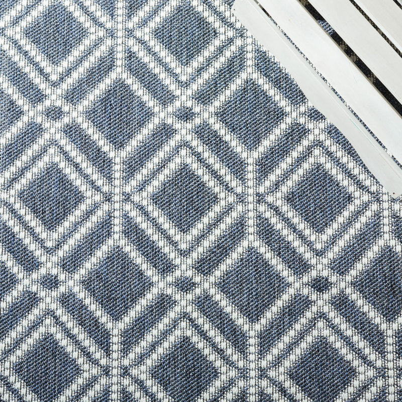Martha Stewart Indoor Outdoor Performance Machine Washable Geometric Indoor/Outdoor Area Rug, Square 6'7"
