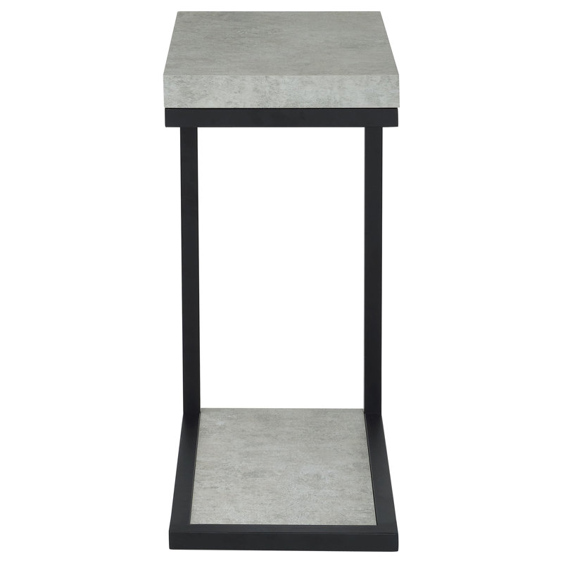 Table de bout en ciment et en métal noir 1 pièce 11,5 x 17,75 x 25,5 po