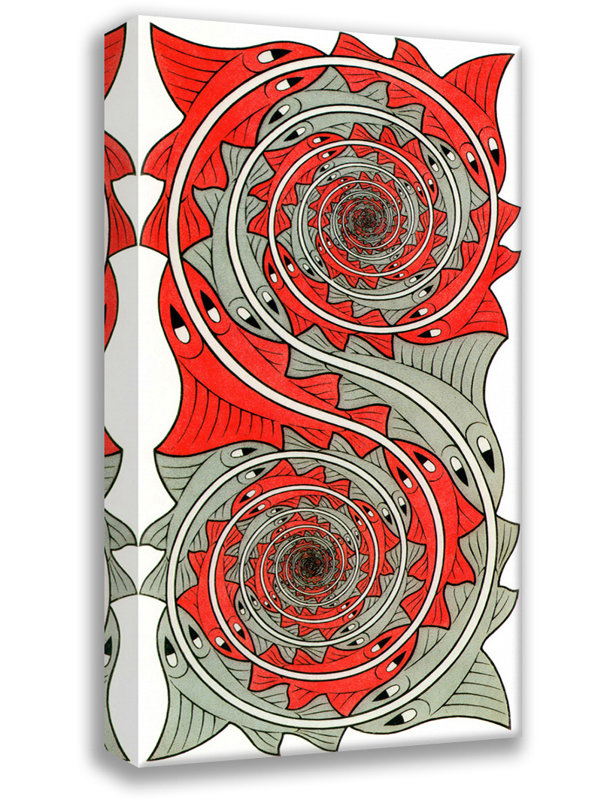 Toile tendue avec tourbillons Whizzs par M.C.Escher, H 24 po x l 17 po