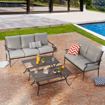Graff 4 Piece Sofa Seating Group with Cushions