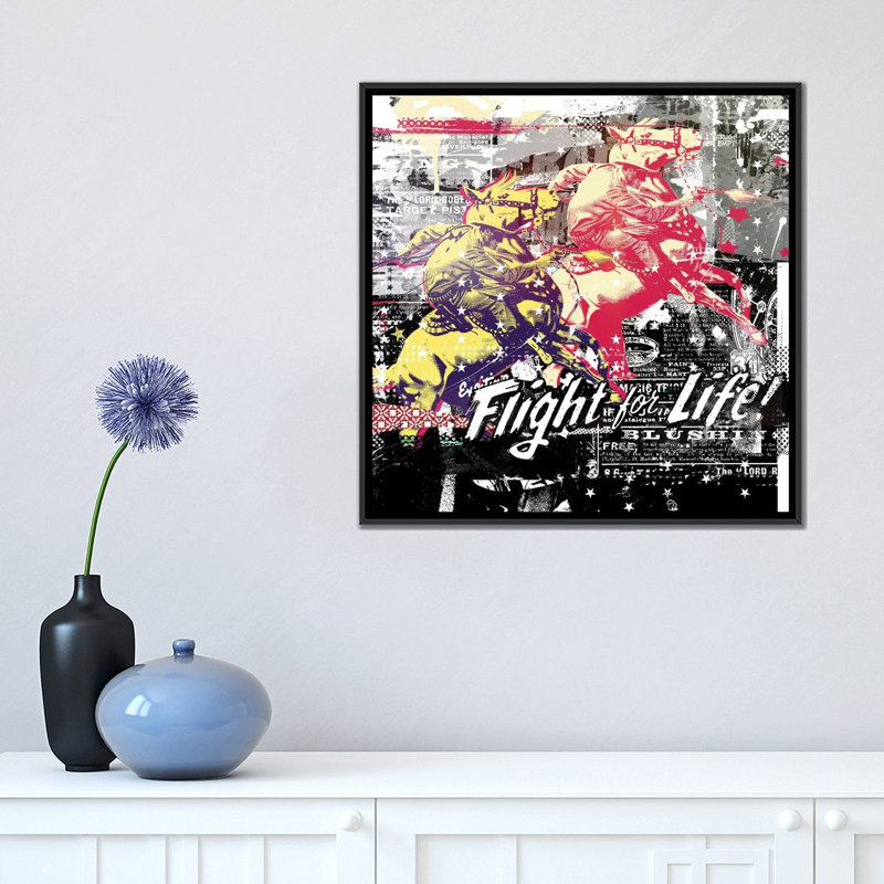 «Fight for Life», impression sur toile, H 18 po x l 18 po x P 1,5 po, Toile avec cadre noir, Pas de tapis