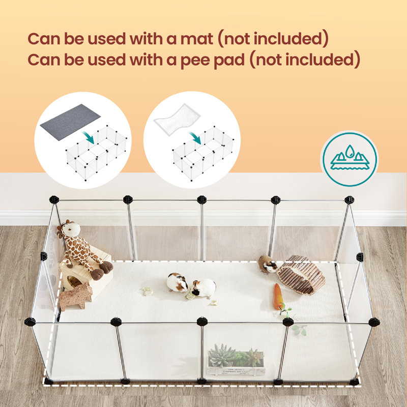 Pet Playpen, Pet Fence Indoor, Modular Animal Pen With Floor, For Hamsters, Rabbits, Hedgehogs, Ferrets