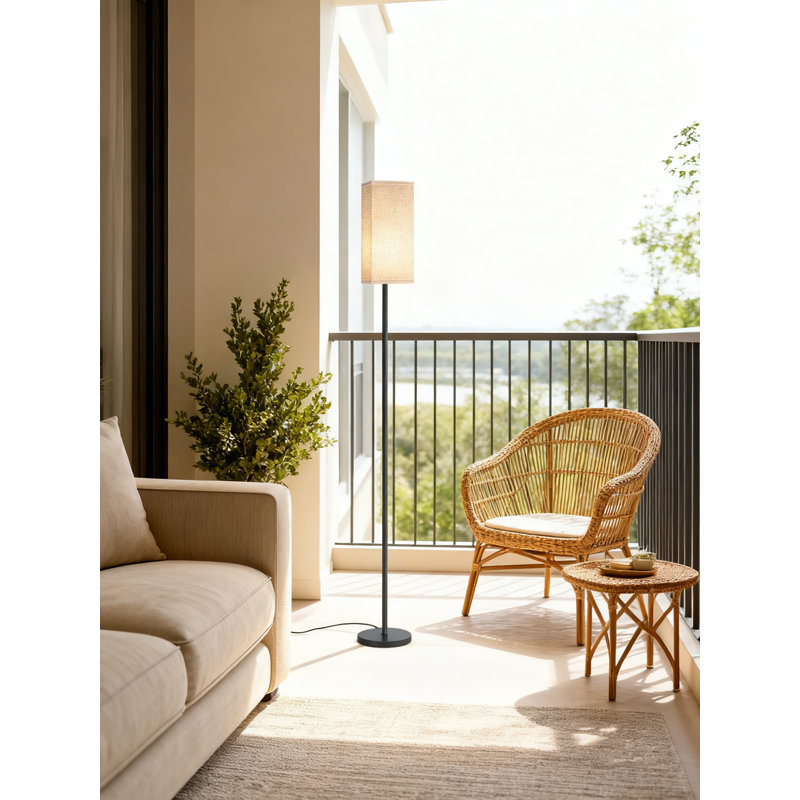 Modern Floor Lamp With Foot Switch, 2-Pack Standing Pole Lamp, Minimalist Freestanding Design With Linen Shade For Living Room, Bedroom, Office (Bulb Not Included)