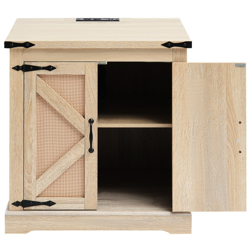 Table basse 24 po, charnières en métal rétro, multiprise intégrée, rangement pour haut-parleurs rectangulaires en bois à double plateau relevable