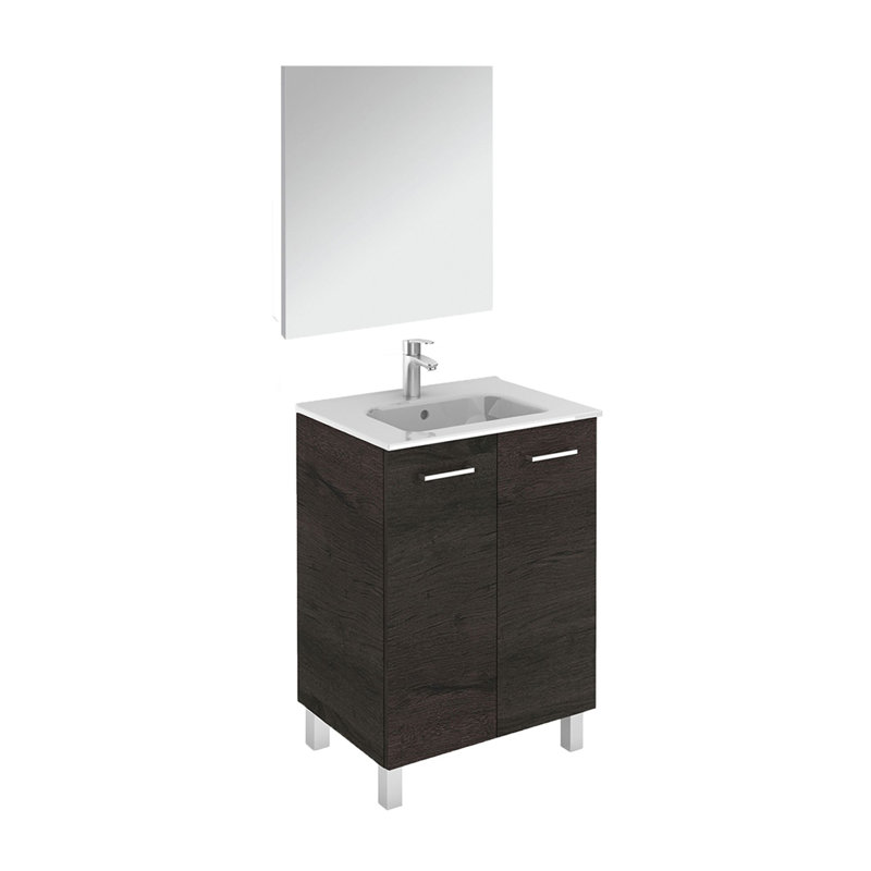 Logic 23.6'' Single Bathroom Vanity with Ceramic Top, Wenge
