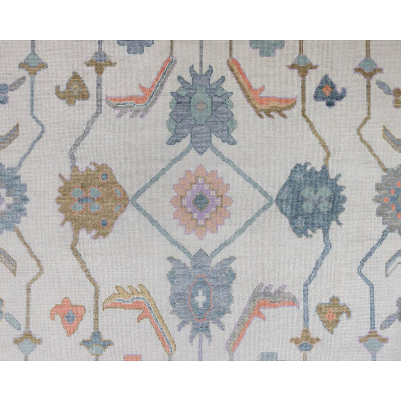 Jolene Hand Knotted Wool Trellis Area Rug, Square 12'
