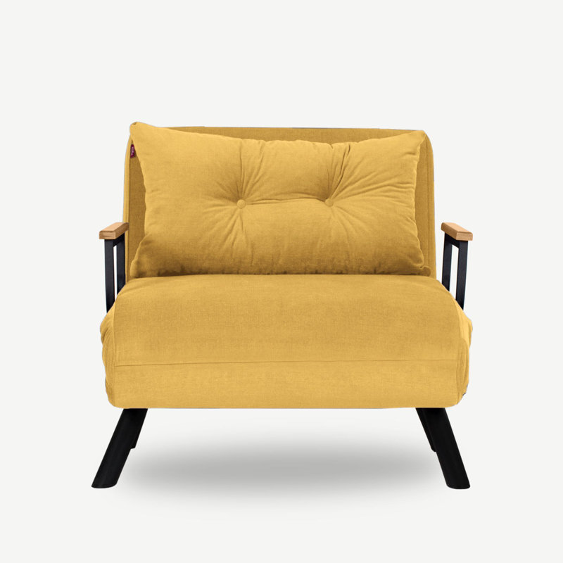 Fauteuil convertible Aakira, Polyester moutarde