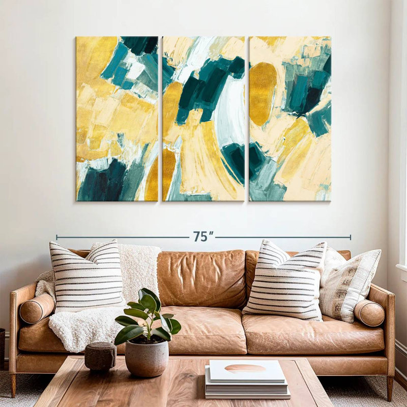 Avery Gold And Teal Afterglow, 42" H x 65" W