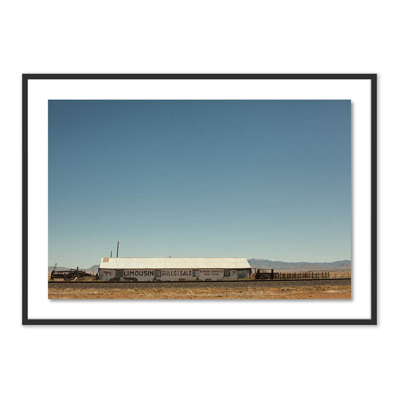 Ranch, Marfa Print by Riley Ryan-Wood, Black, 34" H x 48" W x 2.5" D