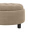Repose-pieds de rangement de 25 pouces, repose-pieds rond, repose-pieds de table basse, table d'appoint en bois, pouf rembourré en tissu, petit meuble de rangement, rangement caché, décor de maison de campagne moderne, salon, chambre à coucher-432982161