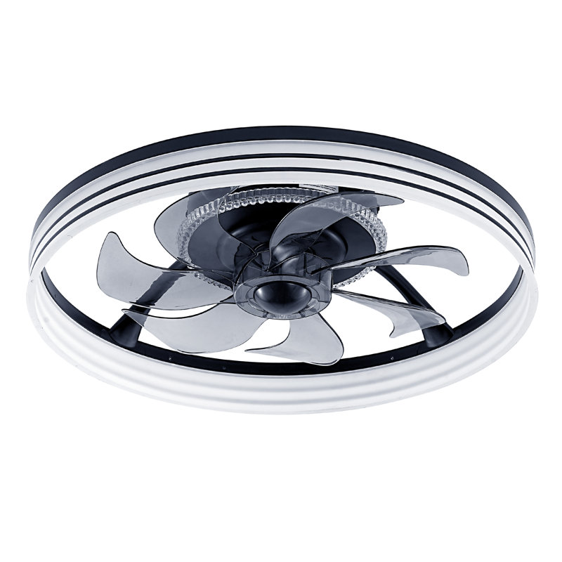 RGB Ceiling Fan With Lights, 19" Fandelier Low Profile Ceiling Fan, 3000K-6000K Dimmable & RGB Modern Flush Mount LED Ceiling Fan Light With Remote Control For Bedroom