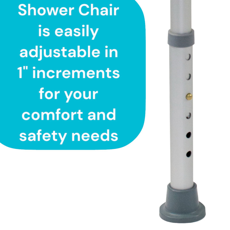 Height Adjustable White Plastic Shower Bench with Padded Arms