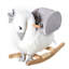 Cheval à bascule, fauteuil à bascule Swan avec cheval, siège en peluche, base en bois, ceinture de sécurité pour enfants de 18 à 36 mois, blanc