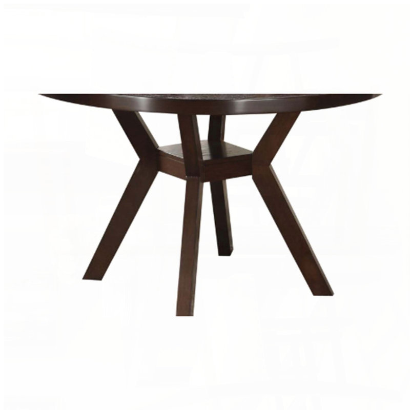Espresso Finish Round Dining Table with Storage Shelf