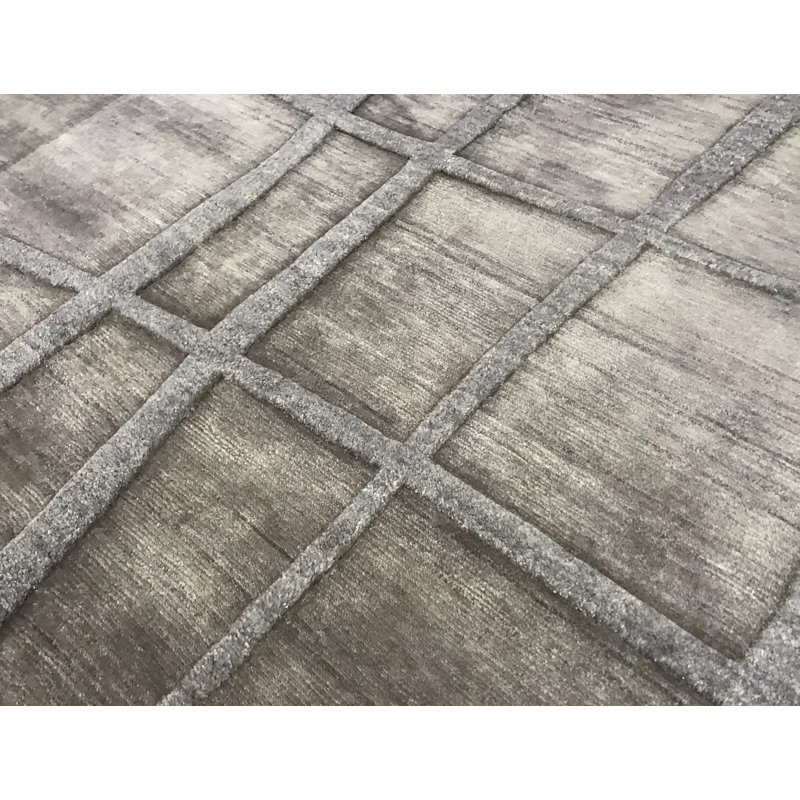 Hand-Knotted High-Quality Brown and Dark Gray Area Rug
