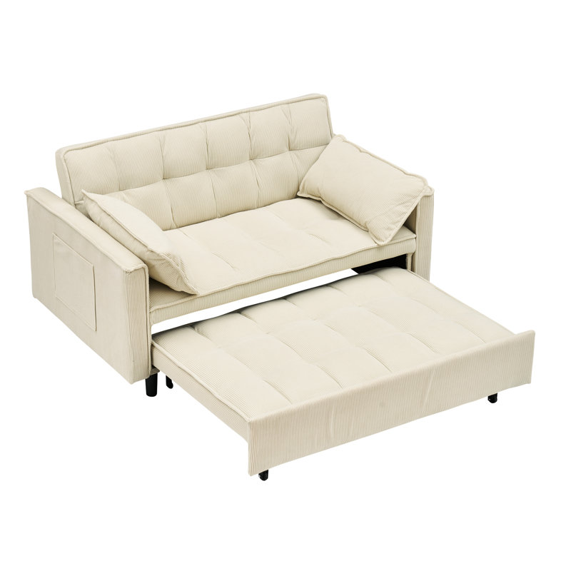 Lit simple tapissier beige, 53 po avec support de planche, coussin rembourré en éponge et cadre de panneau en bois massif, 2, lit de décor d'appartement 53 po, coussin, aucun sommier nécessaire