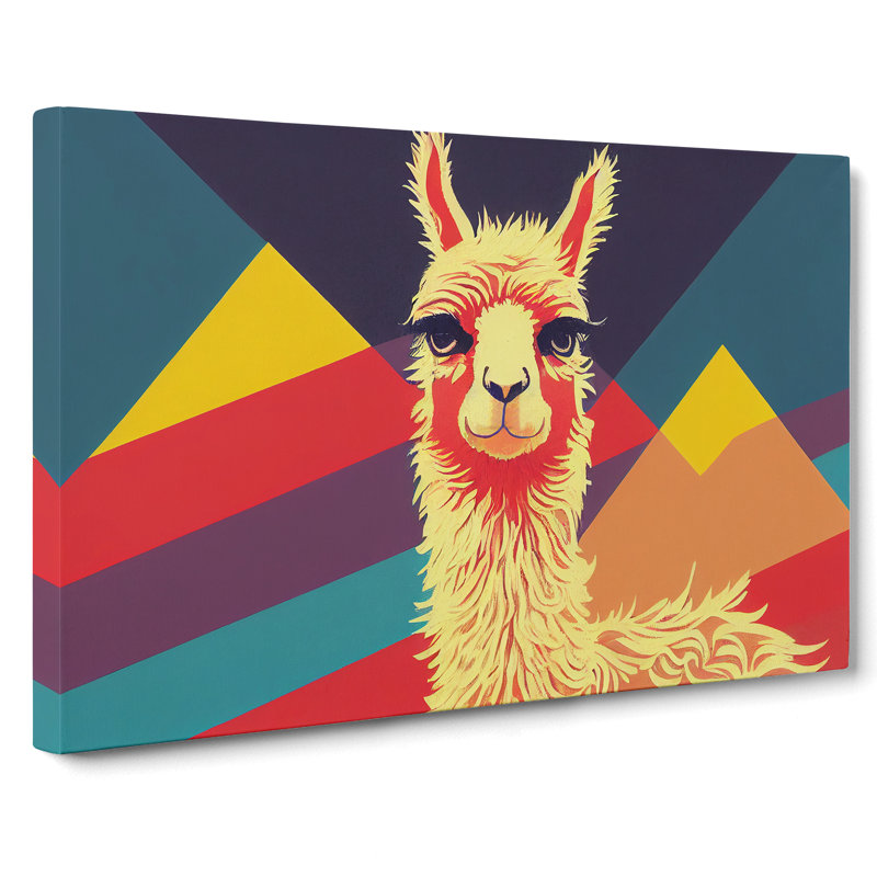 Retro Abstract Llama - Wrapped Canvas, 50cm H x 76cm W x 3cm D