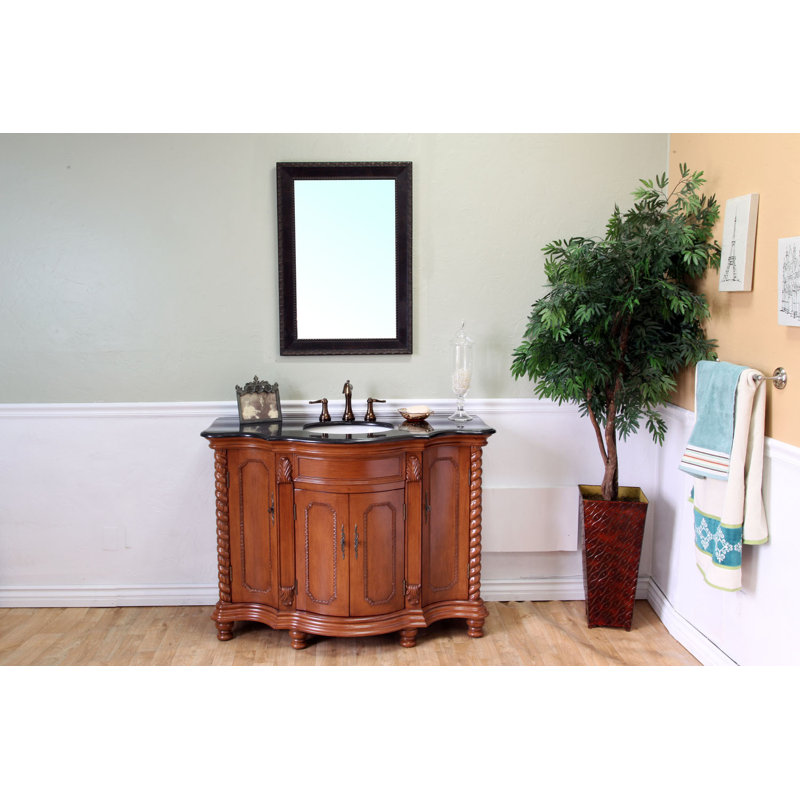 Ensemble de meuble-lavabo simple 48 po Espey, Noyer clair, Noir galaxie