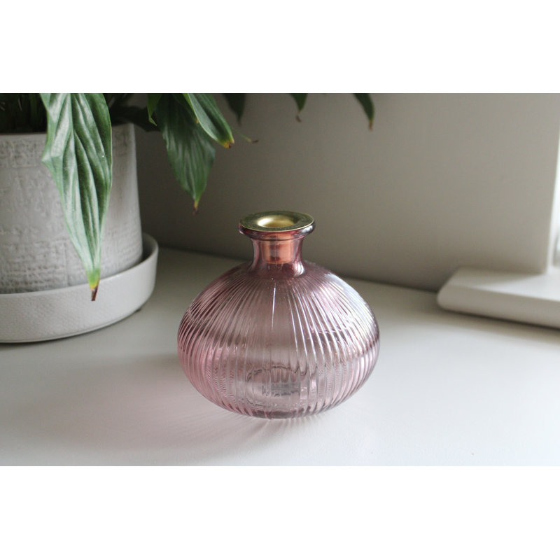 Glass Tabletop Candlestick, Pink