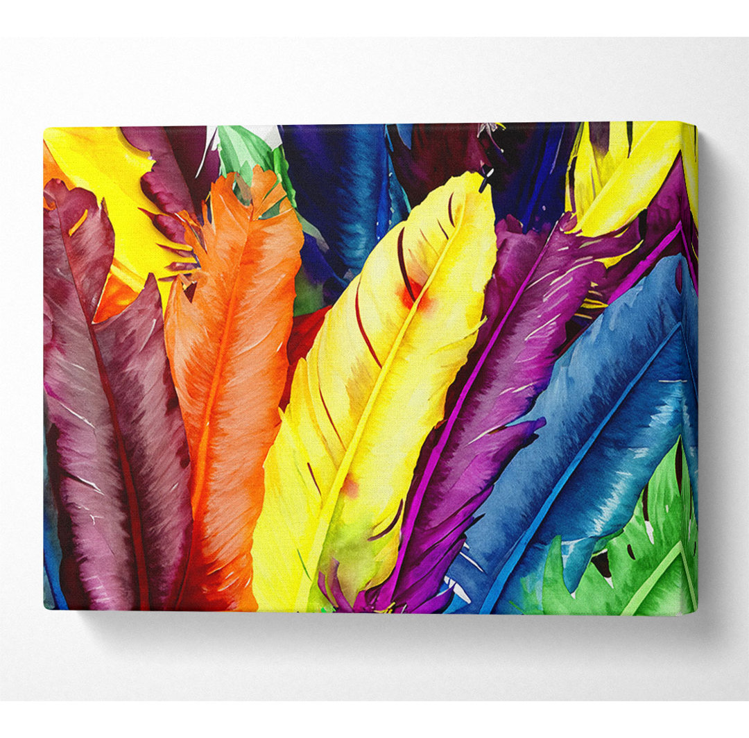 Federn in Farben - Kunstdrucke auf Leinwand - Wrapped Canvas