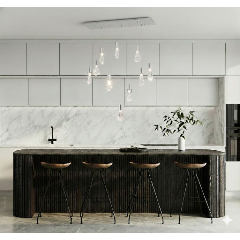 Transitional 10 Light Crystal Shade Chandelier, Chrome