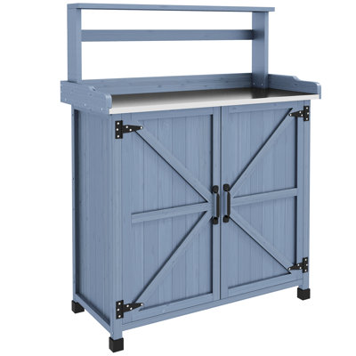 Table de rempotage en bois avec armoire de rangement avec 2 tablettes robustes et durables