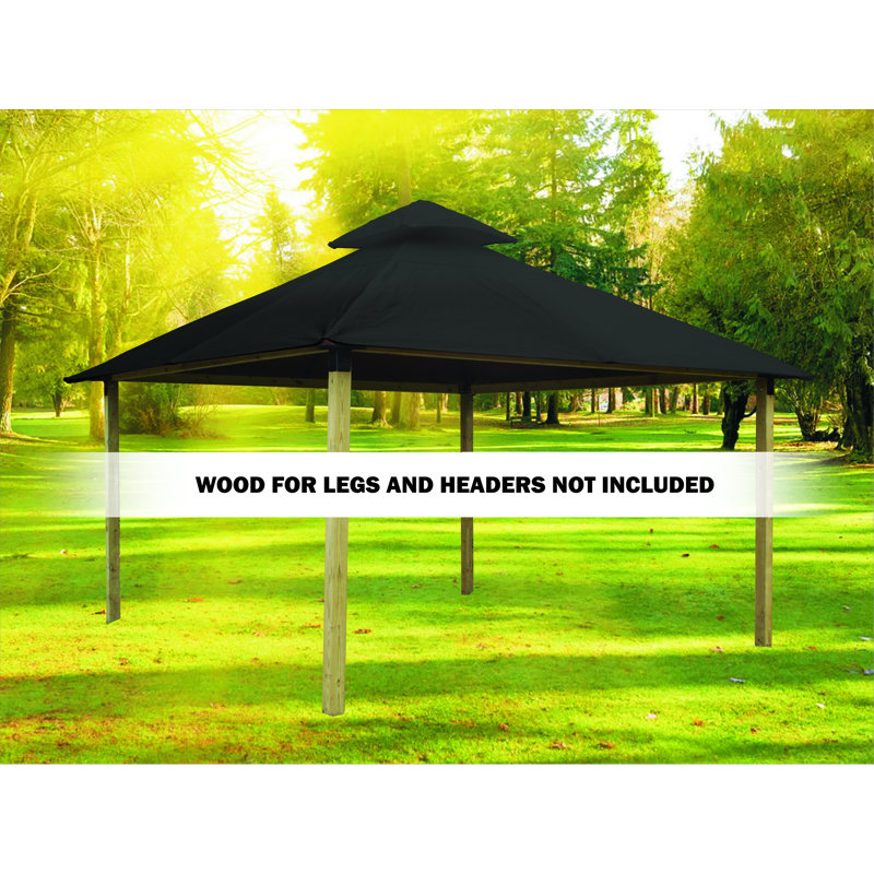 Roof Framing And Mounting 12 Ft. W x 12 Ft. D Solid Wood Gazebo, Storm Gray, 141.5" H x 144" W x 144" D