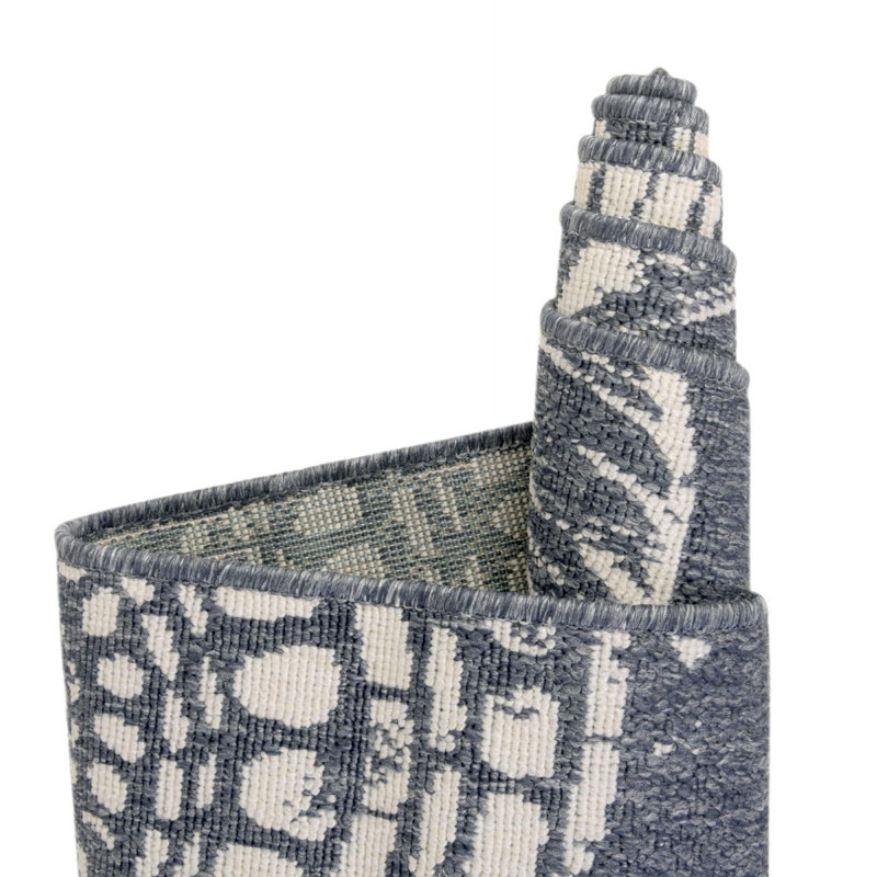 Tapis bleu d'extérieur Ayton, Carré 7 pi 10 po