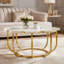 Table basse moderne, centre de table en forme de fleur avec plateau en faux marbre