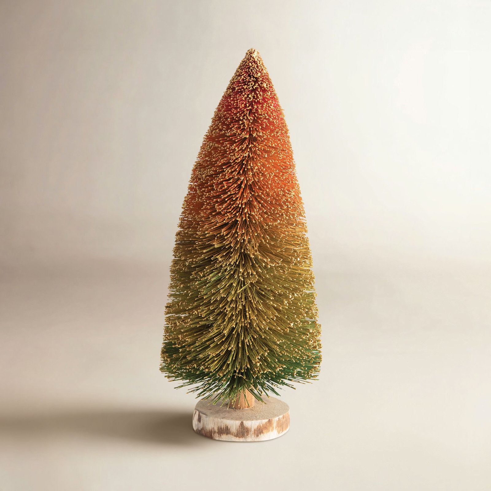 Sisal Bottlebrush Tabletop Tree, Green/Orange, 12" H x 5" W x 5" D