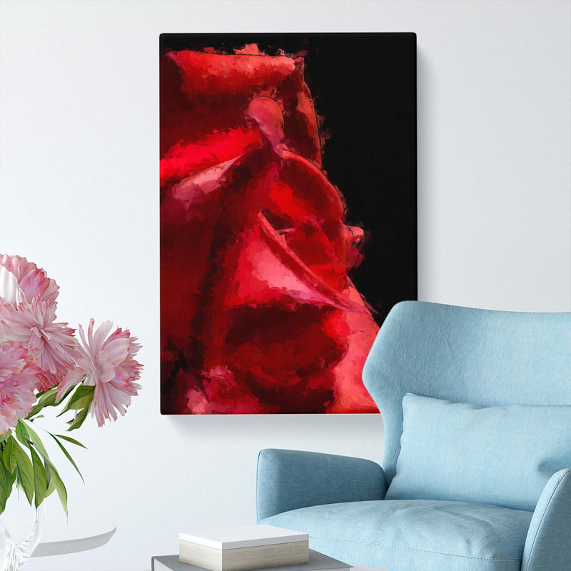Petals Of A Red Rose In Abstract - Wrapped Canvas, 91cm H x 60cm W x 3cm D