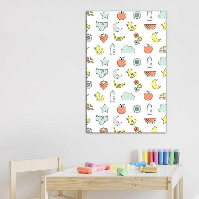 «Baby Sunshine IV» par Lisa White boutons - impression d'art graphique, H 40 po x l 26 po x P 1,5 po, Toile tendue