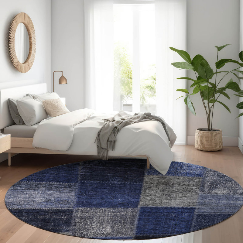 Fareham Washable Patchwork Indoor / Outdoor Rug, Round 8'
