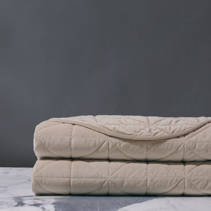 Nova Velvet Coverlet, Ivory, Full Coverlet