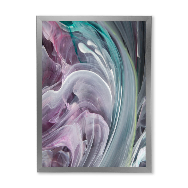 Turquoise et mauve liquide Flow Art IV - reproduction d'art moderne sur toile, H 12 po x l 20 po x P 1 po