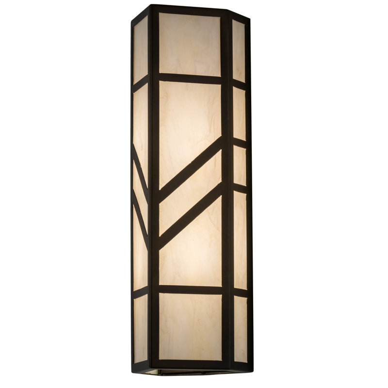 Plafonnier encastré d’extérieur 2 lumières Chandra, H 22 po x l 7 po x P 6,5 po, Cuivre antique, Crème Carrare Idalight