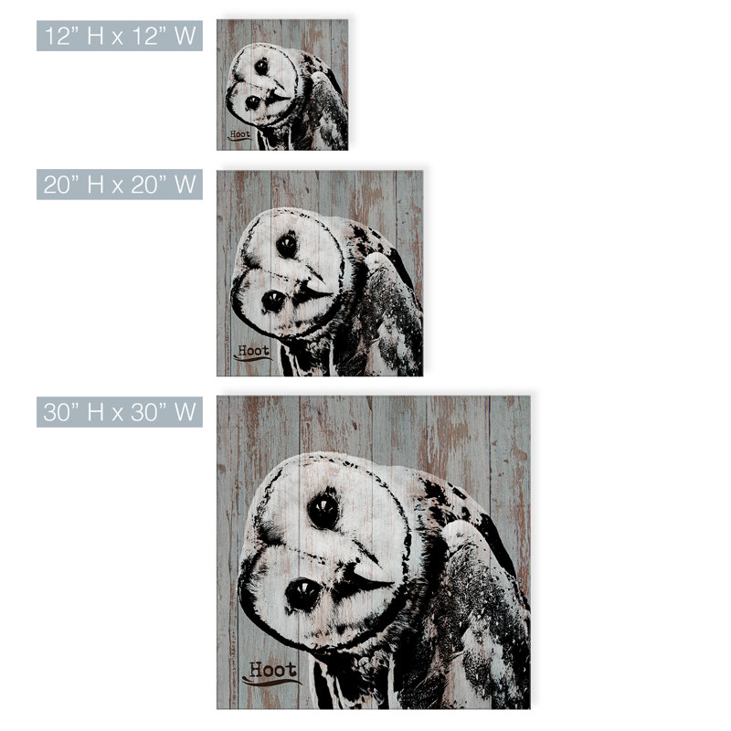 «Hoot» par Olivia Rose - impression sur toile tendue, H 12 po x l 12 po x P 1,5 po