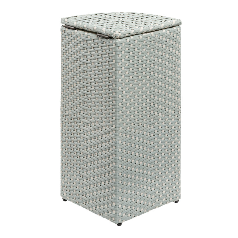 Mint Blue and White Plastic Corner Outdoor Trash Can
