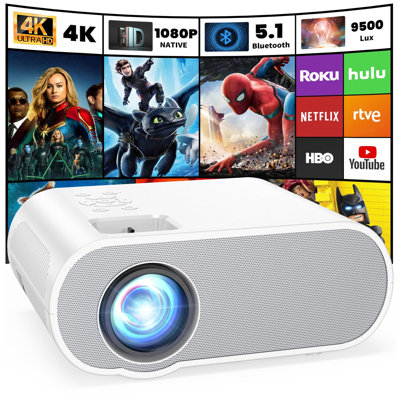 Projector, Native 1080P Full HD Bluetooth Projector With Speaker, Outdoor Portable Movie Mini Projector Compatible With Laptop, Smartphone, TV Stick, -  BEACHWATER POOL & SPA, LLC, B07QMRRHPY