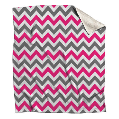 Pink Gray White Chevron Blankets