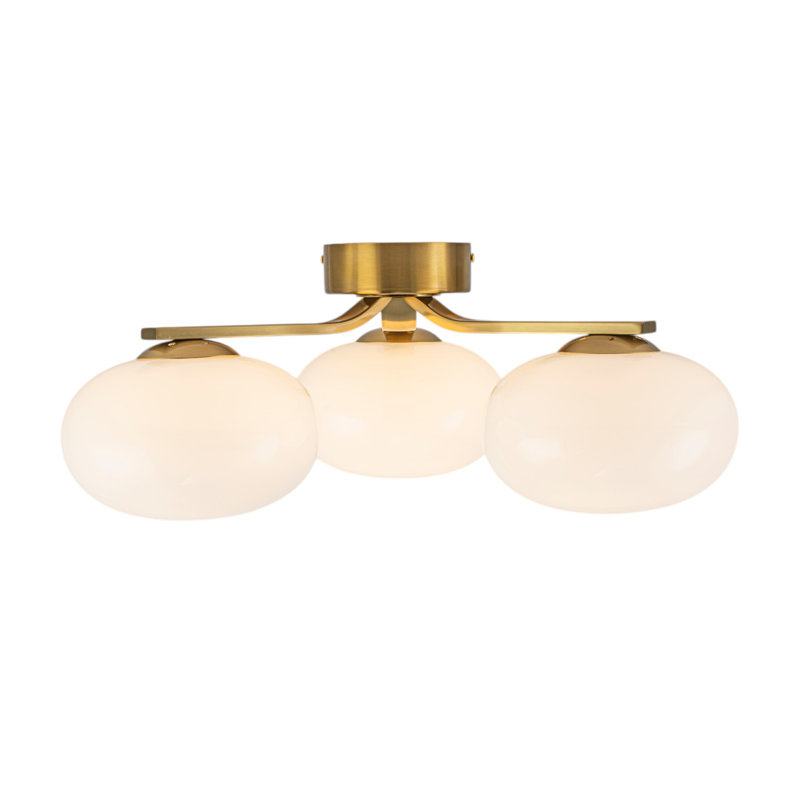 3-Light Glass Semi Flush Mount